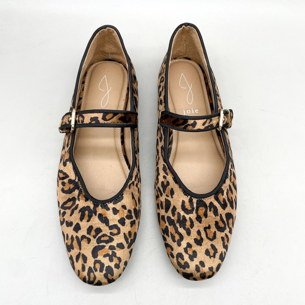 Joie Womens 8M Dea Mary Jane Ballet Flats Leopard Velvet Brown Black Preppy Fall
